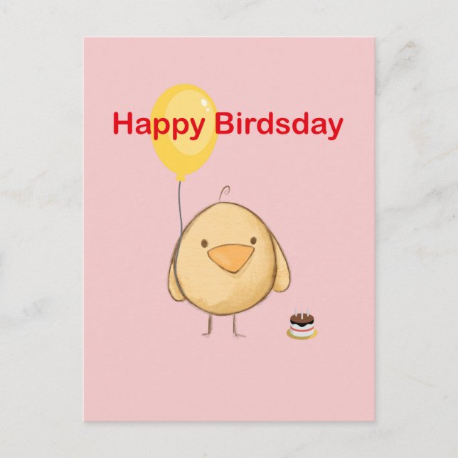 Carte Postale Joyeux anniversaire d'oiseau Thème de l'anniversai (Devant)