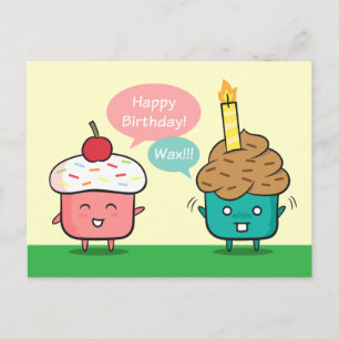 Carte Postale Joyeux Anniversaire Drôle - bougie de cupcake malc