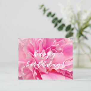 Carte Postale Joyeux Anniversaire ! Élégantes Pivoines Roses 