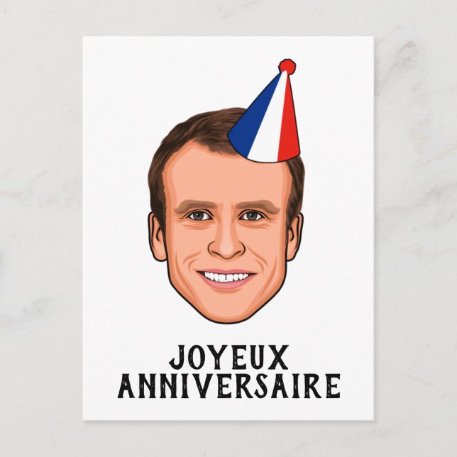 Carte Postale JOYEUX ANNIVERSAIRE Emmanuel Macron (Devant)