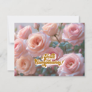 Carte Postale Joyeux Anniversaire en espagnol Roses roses annive