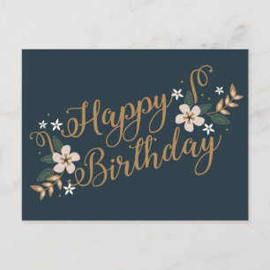 Carte Postale Joyeux Anniversaire en Or