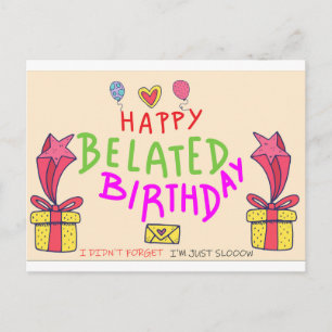 Carte Postale Joyeux anniversaire en retard