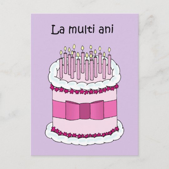 Carte Postale Joyeux Anniversaire En Roumain Cartoon Cake Zazzle Fr
