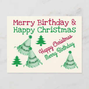 Carte Postale Joyeux anniversaire et Joyeülx Noël - Anniv. Noël
