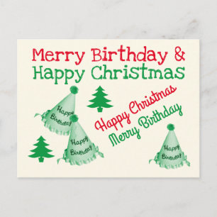 Carte Postale Joyeux anniversaire et joyeux Noël - Anniv. Noël