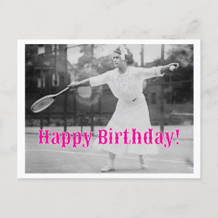 Carte Postale Joyeux Anniversaire Femme Joueuse de Tennis Vintag