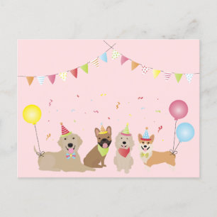 Carte Postale Joyeux Anniversaire Fête de Chien