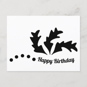 Carte Postale Joyeux Anniversaire Feuilles Abstraites