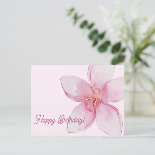 Carte Postale Joyeux Anniversaire    Fleur Aquarelle Hawaïenne