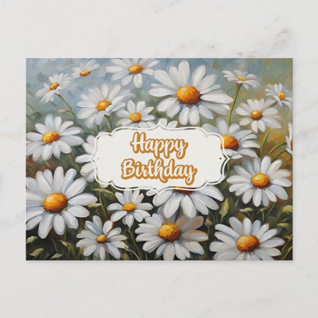 Carte Postale Joyeux Anniversaire Fleurs de marguerite (Devant)