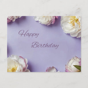 Carte Postale Joyeux Anniversaire Fleurs de Pivoine 