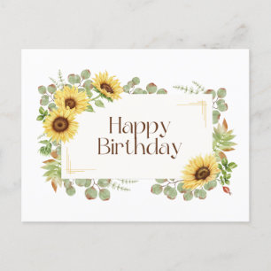 Carte Postale Joyeux Anniversaire Fleurs de soleil