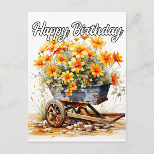 Carte Postale Joyeux Anniversaire Fleurs Fraîches Magnifiques