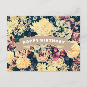 Carte Postale Joyeux anniversaire Fleurs mixtes