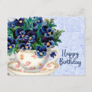 Carte Postale Joyeux Anniversaire Fleurs Vintages de Pansy