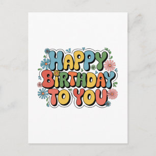 Carte Postale Joyeux Anniversaire Floral Groovy