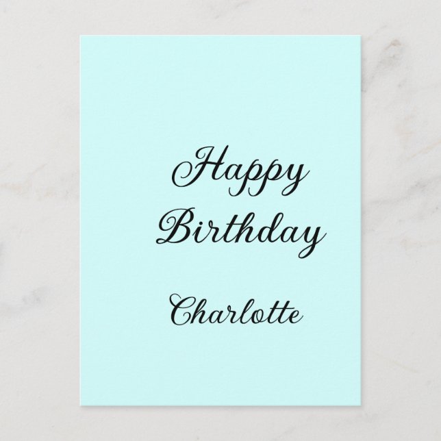 Carte Postale Joyeux anniversaire fond bleu nom stylé élégant (Devant)