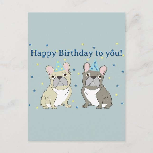 Carte Postale Joyeux anniversaire French, bouledogue (Devant)