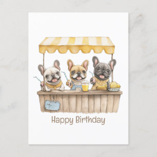 Carte Postale Joyeux Anniversaire French Bulldogs Stand de Lemon