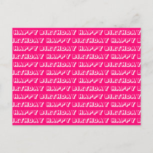 Carte Postale "Joyeux Anniversaire" fuchsia rose blanc