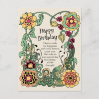Joyeux anniversaire Fun whimsical flower power CC0