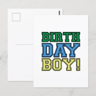 Carte Postale Joyeux Anniversaire Garçon! Couleurs de fête amusa