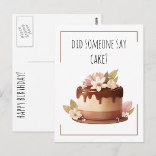 Carte Postale Joyeux Anniversaire Gâteau au Café Drôle