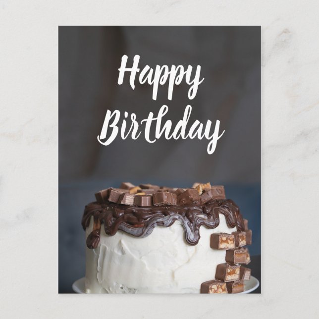 Carte Postale Joyeux Anniversaire Gâteau au Chocolat (Devant)