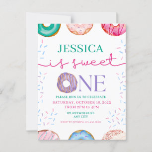 Carte Postale Joyeux Anniversaire Gâteau Donut 1er anniversaire