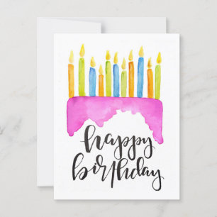 Carte Postale Joyeux Anniversaire - Gâteau et Bougies