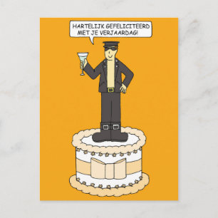 Carte Postale Joyeux anniversaire Gay Dutch Man on Cake Cartoon