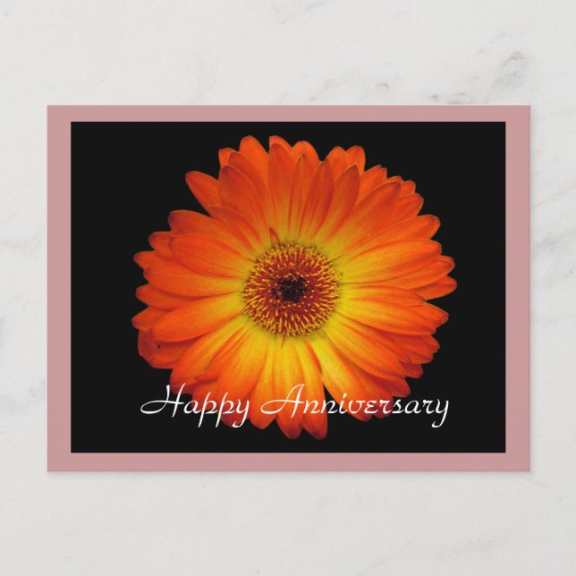 Carte Postale Joyeux anniversaire gerbera orange (Devant)