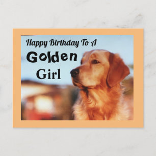 Carte Postale Joyeux Anniversaire Golden Girl Golden Retriever