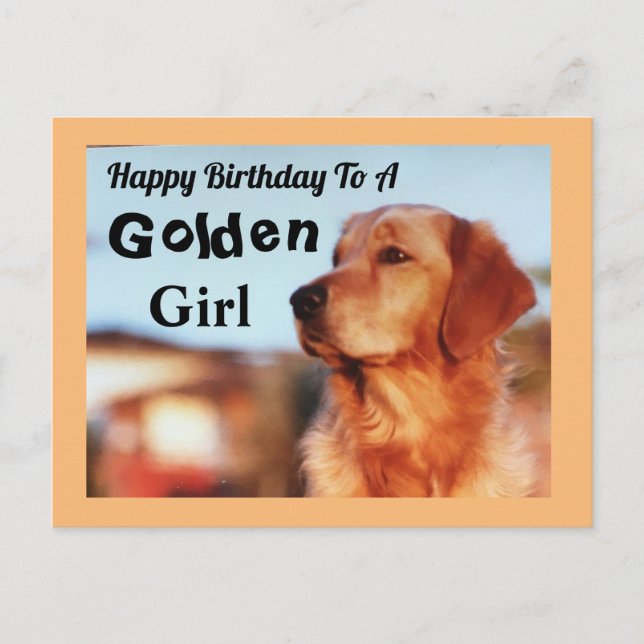 Carte Postale Joyeux Anniversaire Golden Girl Golden Retriever (Devant)