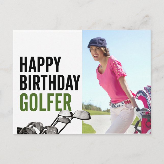 Carte Postale Joyeux Anniversaire Golfeur de Golf (Devant)