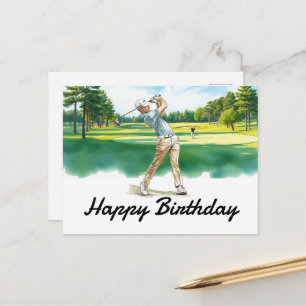 Carte Postale Joyeux anniversaire golfeur de golf