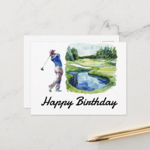 Carte Postale Joyeux anniversaire golfeur golf