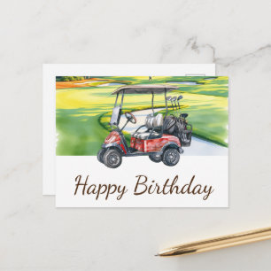 Carte Postale Joyeux anniversaire golfeur Golf heureux