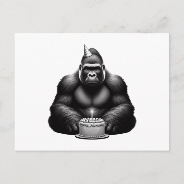 Carte Postale Joyeux Anniversaire Gorille (Devant)