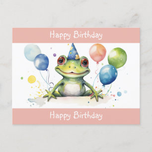 Carte Postale Joyeux Anniversaire Grenouille verte mignonne avec