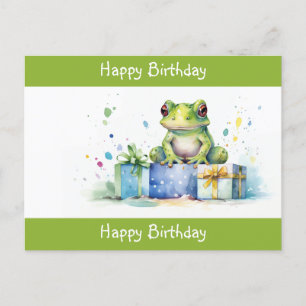 Carte Postale Joyeux Anniversaire Grenouille verte mignonne avec