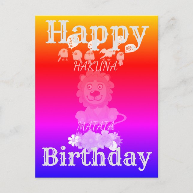 Carte Postale Joyeux Anniversaire Hakuna Matata bébé lion (Devant)