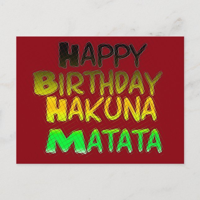 Carte Postale Joyeux anniversaire Hakunamatata Art Inspirationne (Devant)