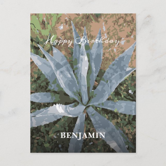 Carte Postale Joyeux Anniversaire Hommes Aquarelle Plantes Perso (Devant)