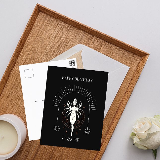 Carte Postale Joyeux Anniversaire Horoscope Mystique Cancer Zodi (Happy Birthday Mystic Cancer Zodiac Horoscope Postcard)