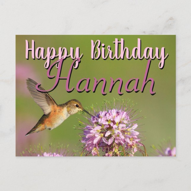 Carte Postale Joyeux Anniversaire Hummingbird Nom personnalisé (Devant)