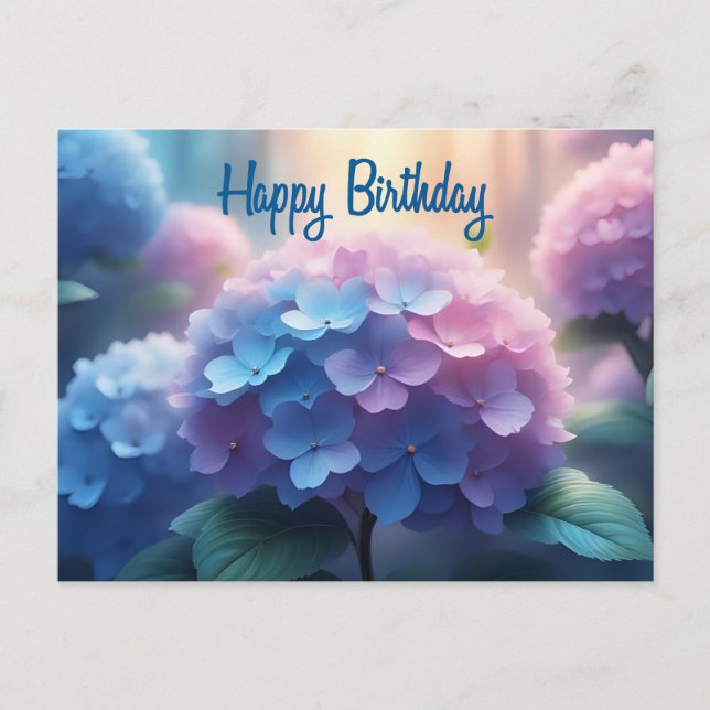 Carte Postale Joyeux anniversaire Hydrangea Flowers (Devant)
