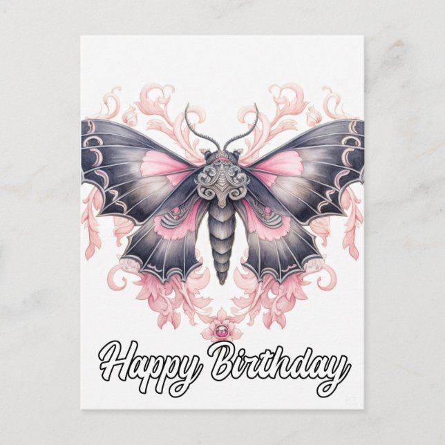 Carte Postale Joyeux Anniversaire | Illustration de beau papillo (Devant)