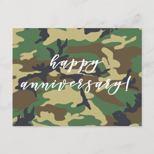 Carte Postale Joyeux Anniversaire Impression Camouflage Militair (Devant)